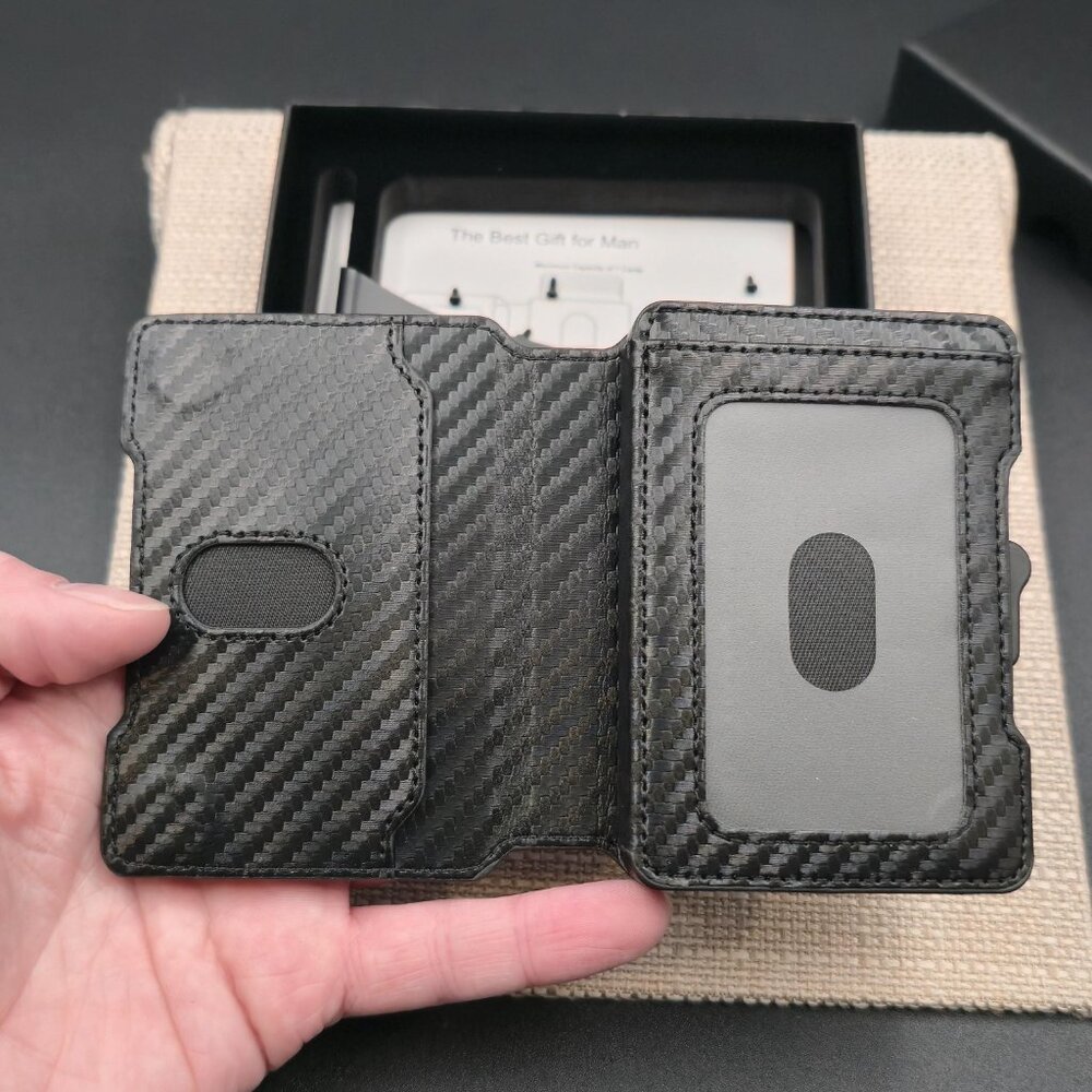 Carbon Fiber Style Front Pocket Wallet With Clip B1086 - Picture 3 of 9